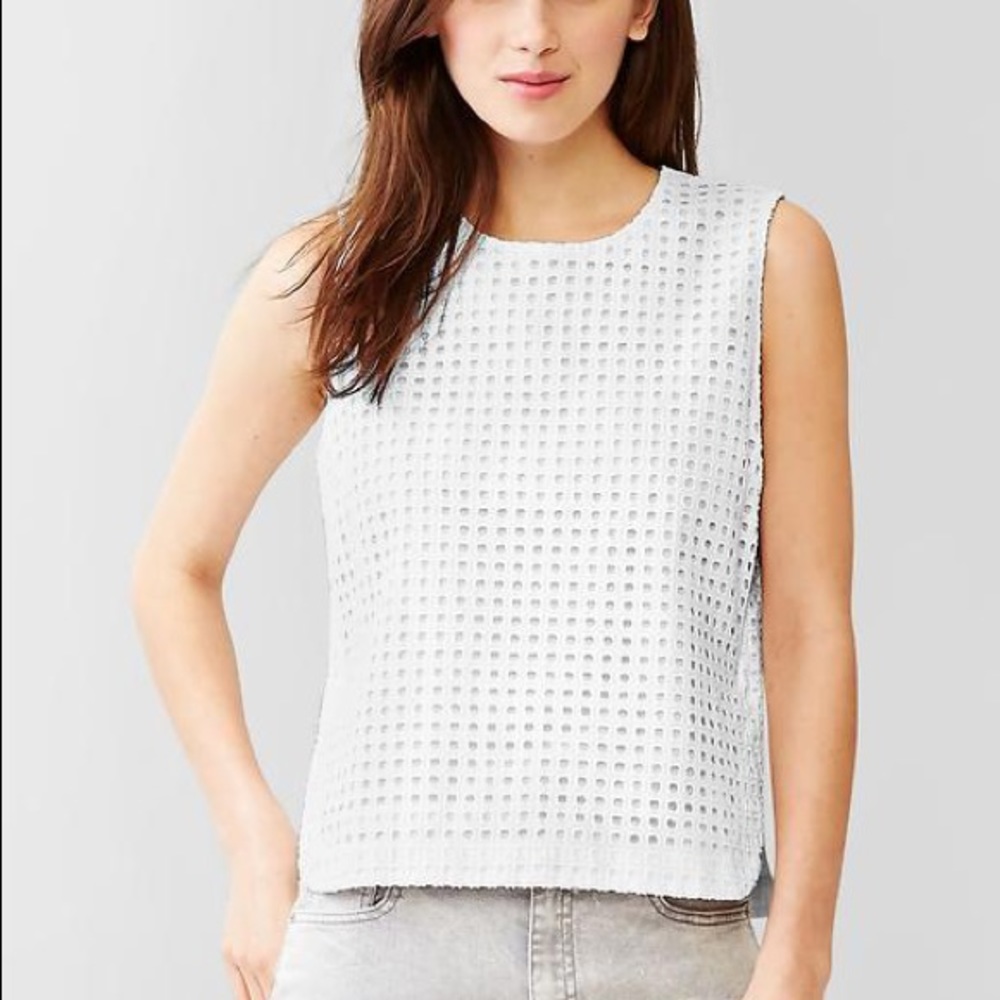 GAP White Eyelet Sleeveless Top